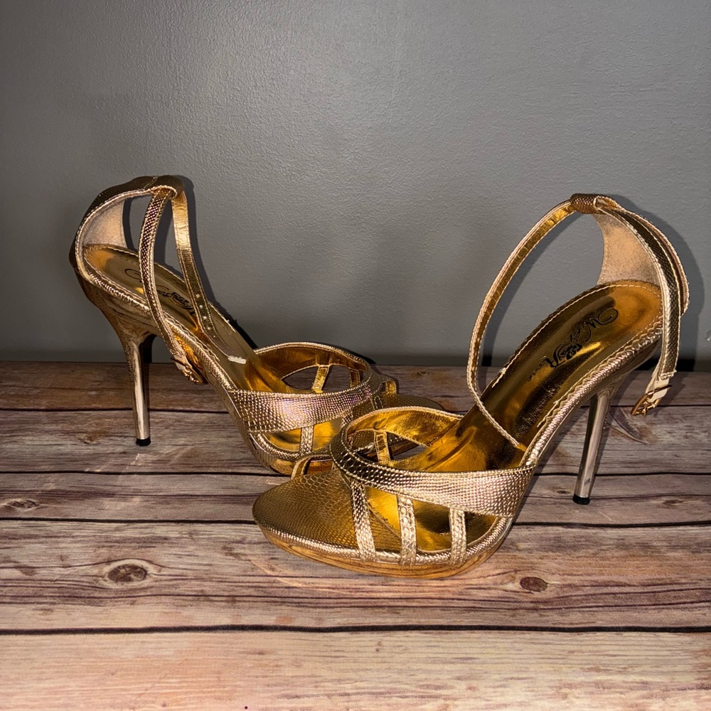 Wild Rose Gold Strappy Heels